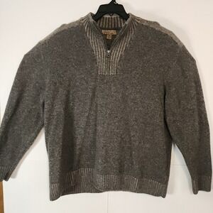 C73 Blue Pronto Uomo Mens 3X 100% Wool Quarter Zip Pullover‎ Sweater Brown Tan